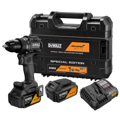 Акумуляторний дриль-шурупокрут DeWALT DCD81MP2T McLaren F1 Team Special Edition з 2 акб 5 Ah та з/п у кейсі TSTAK