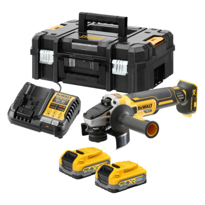 Аккумуляторная угловая шлифмашина DeWALT DCG405S2T с 2 акб 3.5 Ah и з/у в кейсе TSTAK
